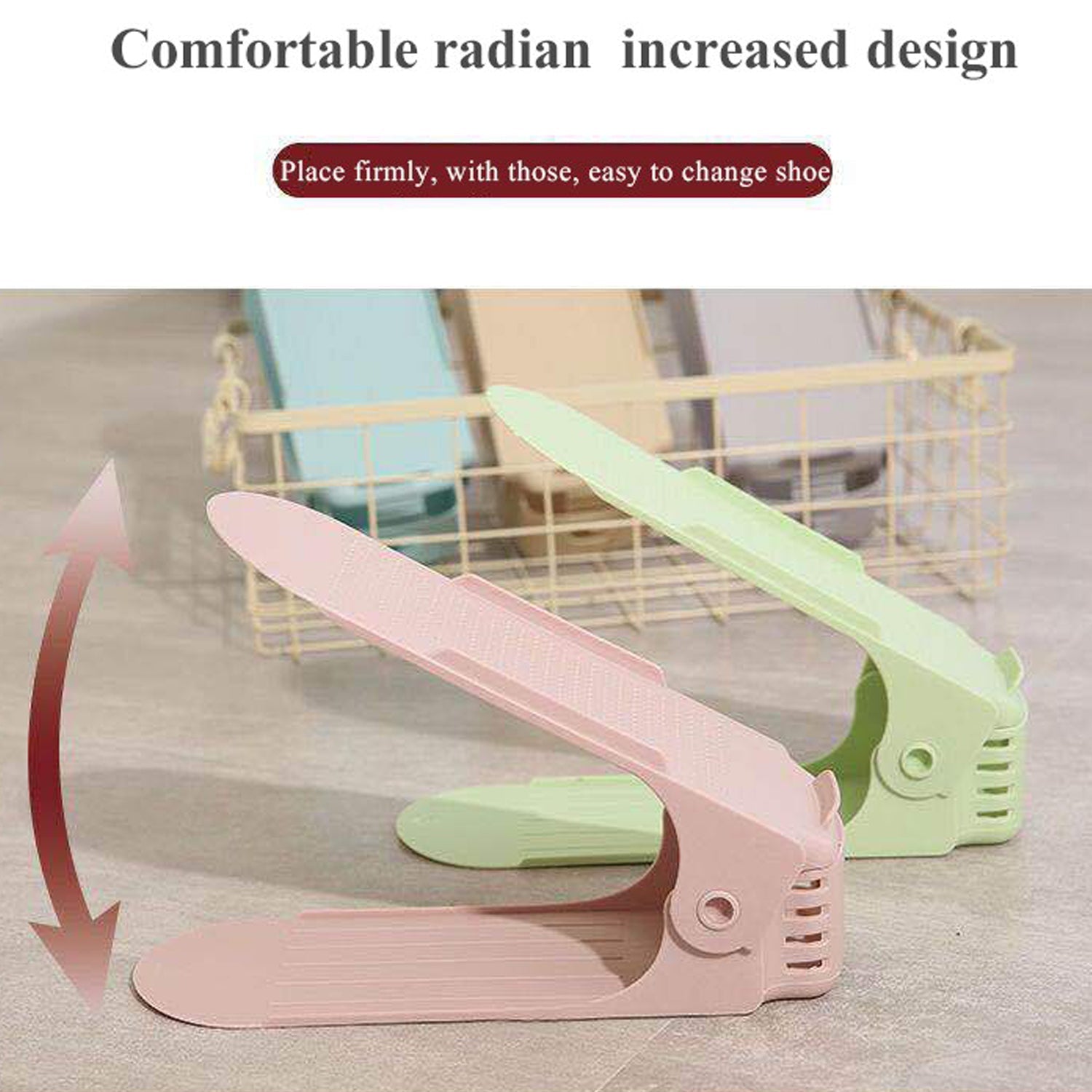 Folding shoe slots organizer with adjustable size options. Folding shoe slots organizer with adjustable size options.